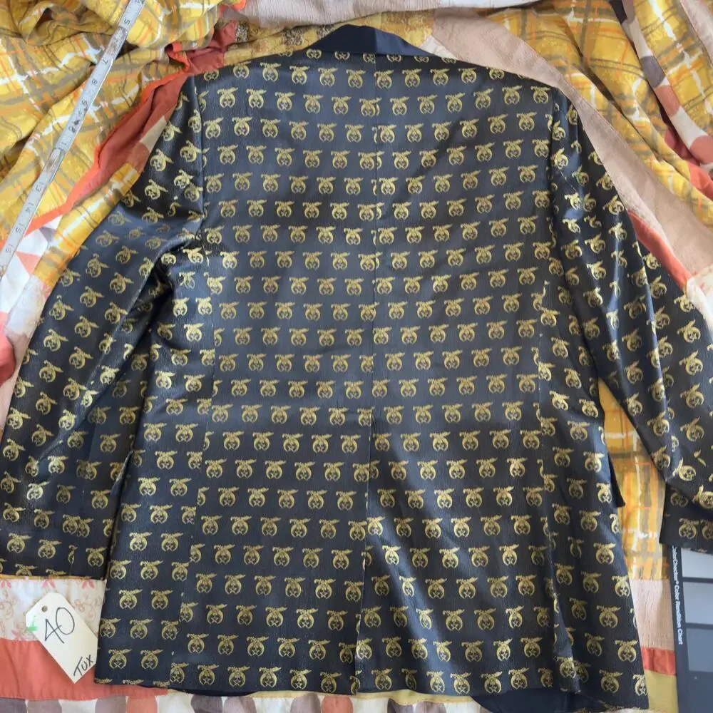 Vintage 1960s Shriners Lounge Tuxedo Blazer Smoking Dinner Jacket 40R, 44L